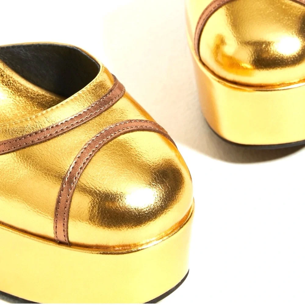 Jeffrey Campbell Gold Platform Heels - Picture 4 of 9